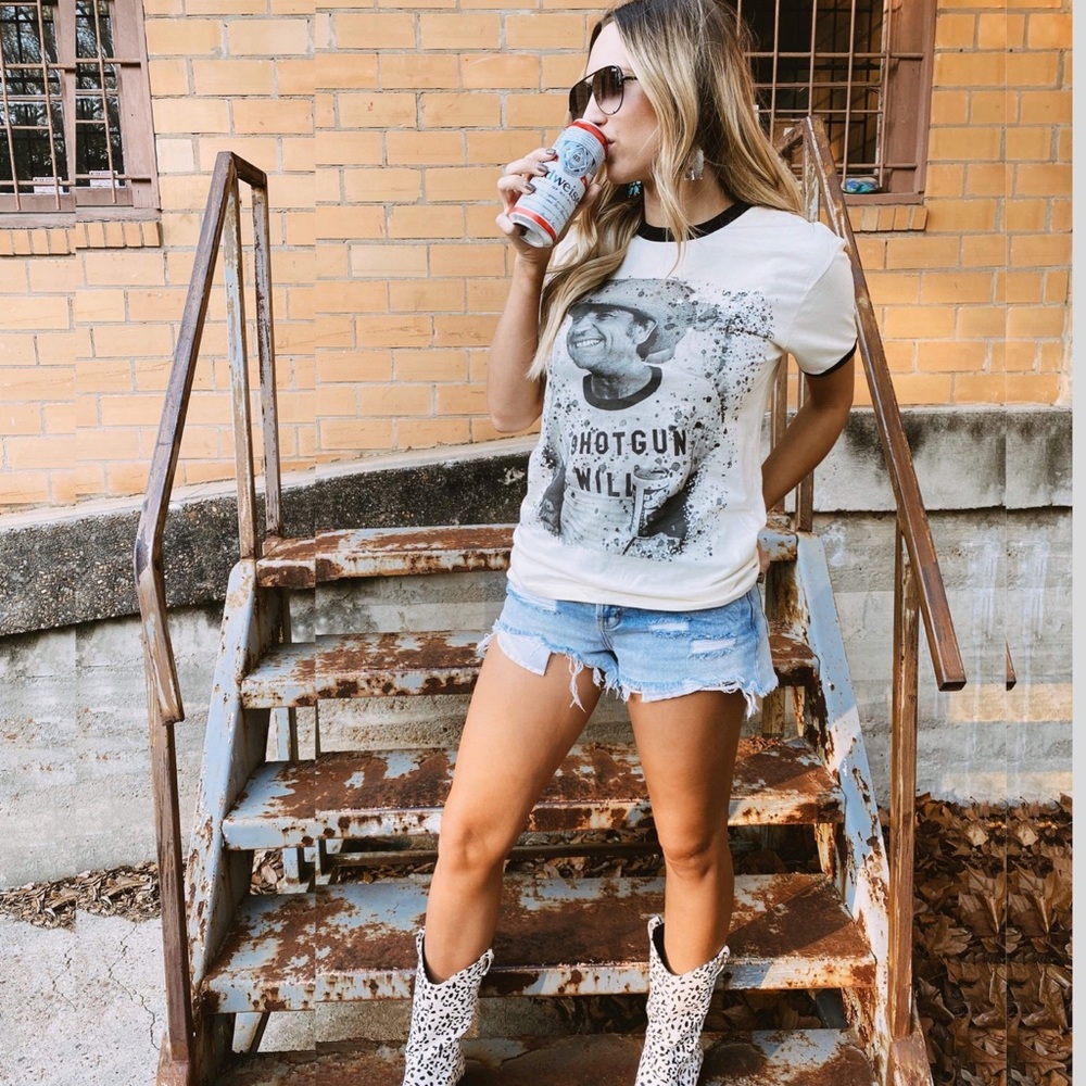 WILLIE NELSON Aka (Shot Gun Willie) Ringer Tee - Picture 4 of 12
